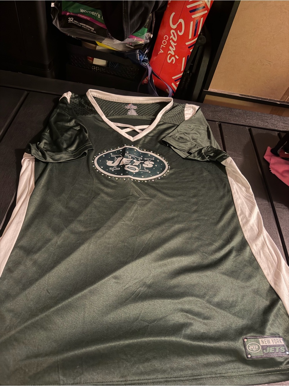 Majestic Green and White Fan Jersey Top